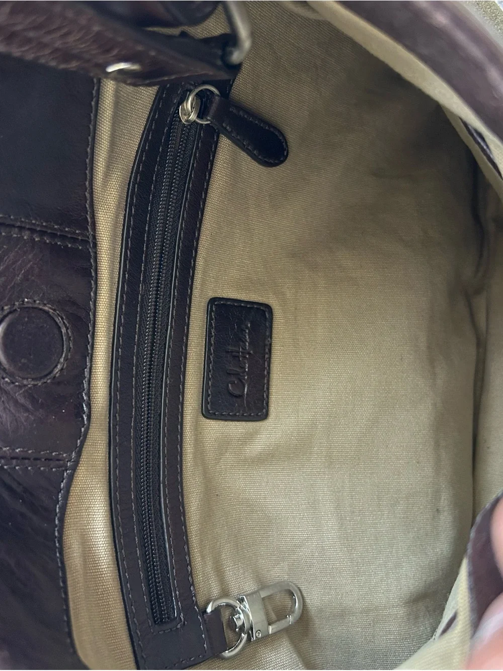 Cole Haan Olive Green and Dark Brown Hobo Bag